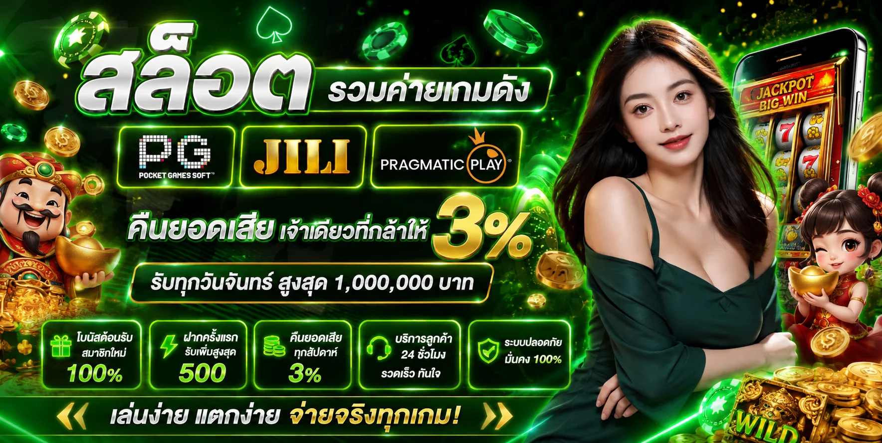 หน้าจินดา44 สล็อต รวมค่ายเกม PG Jili Pragmatic Play